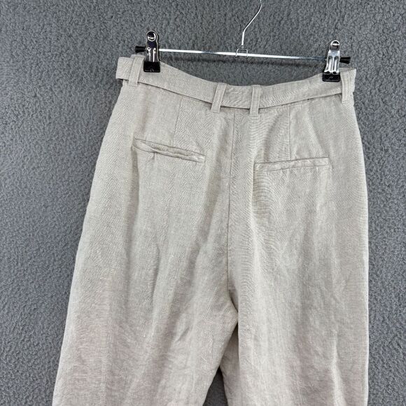 & Other Stories Linen belted trousers size 2 high waisted minimalist beige - Picture 12 of 16